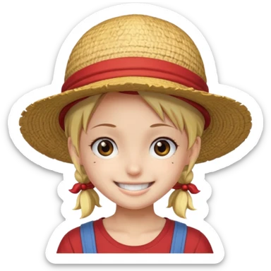 a girl with Luffy hat sticker