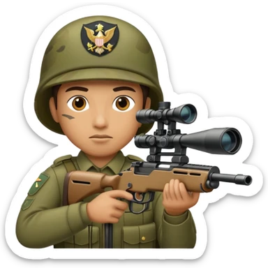 An army policeman aiming with a sniper rifle. sticker