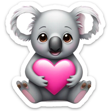 koala with pink heart sticker