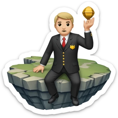 a mafiosi snitch bound up and held over a cliff sticker