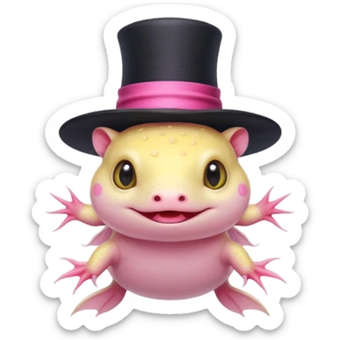 light yellow axolotl with magician hat sticker