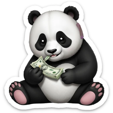 Panda eat money sticker
