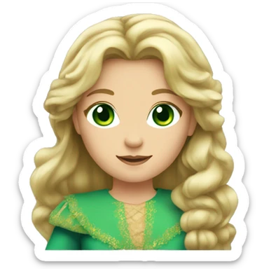 Dark blonde hair green eyes princess costume girl sticker