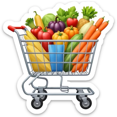 shopping cart filled with groceries sticker