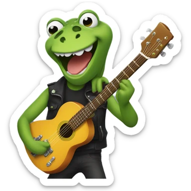 Una rana tocando la guitarra  sticker