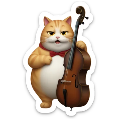 Obese cat playing double bass sticker