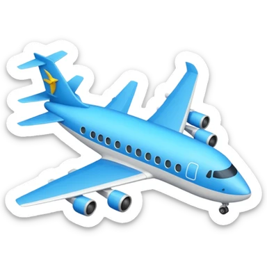 Créame un emoji que sea el contorno de un triángulo y adentro un avión azul  sticker