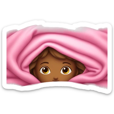 a sleeping girl under the pink blanket  sticker