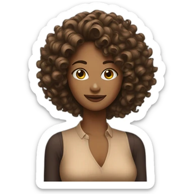Woman curly hair drink whisky sticker