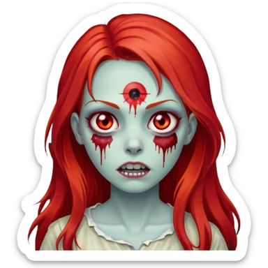 garota zumbi assustadora com o cabelo vermelho longo sticker