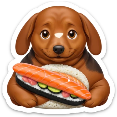 overweight dachshund eating too much sushi  sticker