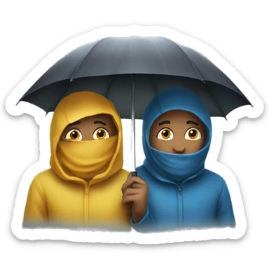 Dos personas en la lluvia a siendo egersisios sticker