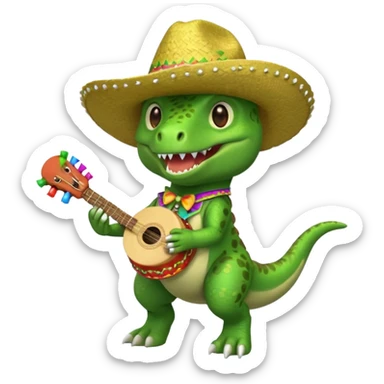 T. rex wearing a Mariachi hat and holding maracas sticker