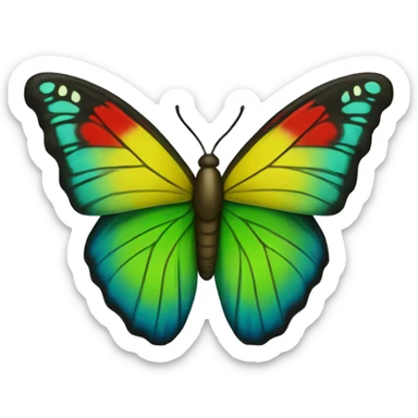 Green and blue and red and yellow butterfly sticker
