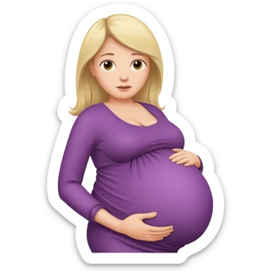 very heavily pregnant overdue lady with large belly  sticker