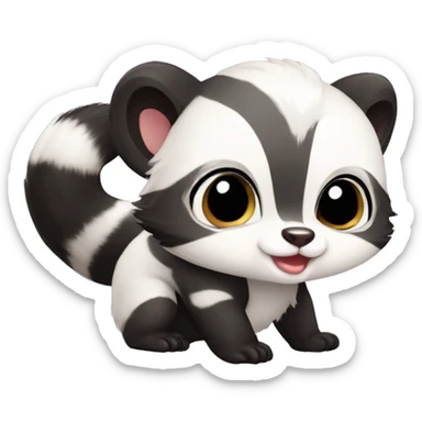 Cute baby skunk-panda-raccoon-ferret-cat-hybrid full body sticker