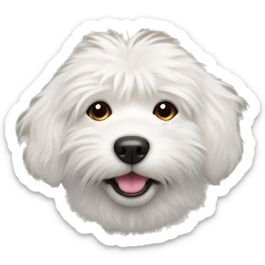 white furry dog with mustache and tongue sticking out sticker