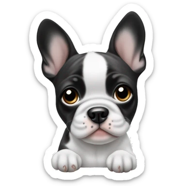 Puppy frenchie black & white with freckles  sticker