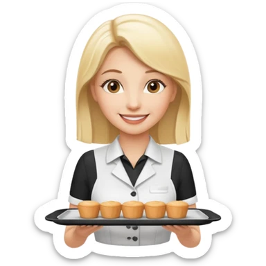 blonde Cafe waiter woman with tray sticker