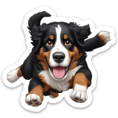 bernese mountain dog jumping between threes sticker