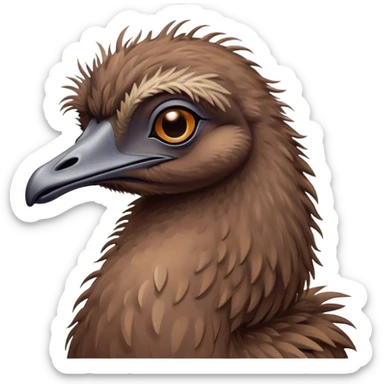 Meme-Worthy Cute Sleeping Emu Portrait Emoji, Head resting peacefully with a contented smile, showcasing a tall, graceful build and a luxuriously soft brown plumage, eyes shut in a serene, restful nap, Simplified yet hilariously adorable features, highly detailed, glowing with a soft, drowsy light, high shine, relaxed and utterly lovable, stylized with an air of playful laziness, bright and heartwarming, soft glowing outline, capturing the essence of a comically sleepy emu, so meme‐worthy it feels like it could instantly become the next viral sensation of adorable slumber! sticker