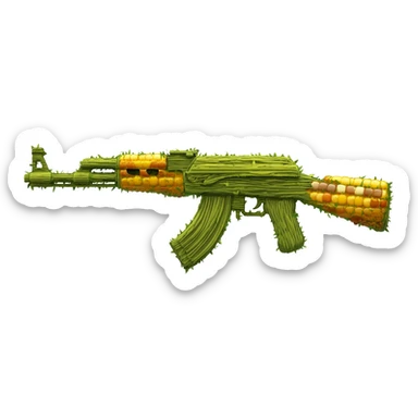 made an ak 47 emoji from corn material sticker