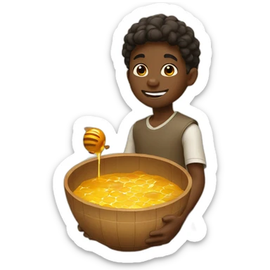 a blackboy handling an honey bowl sticker