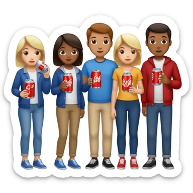 A group of thristy people having soda. sticker