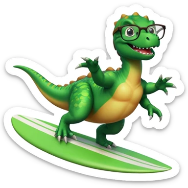 Dinosaur surfing with glasses sticker