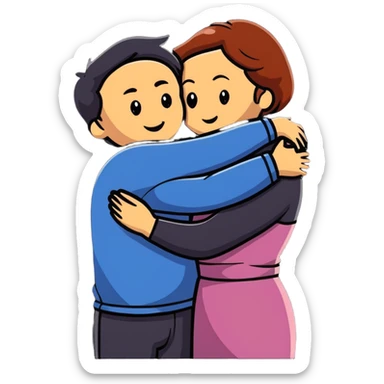married couple, husband and wife embracing sticker