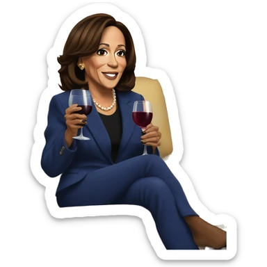 Kamala Harris drinking wine while watching reality tv sticker