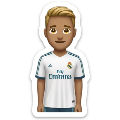 A man wearing a real madrid 23/24 shirt White people 14 ans White people sticker