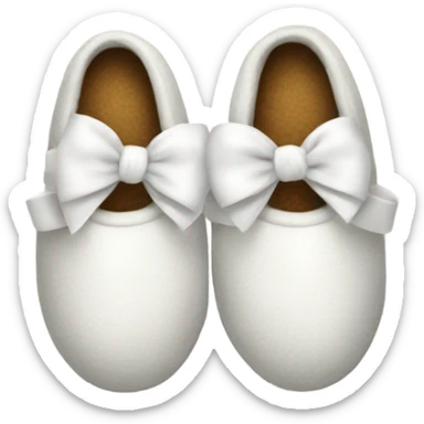 Cosy white slippers with bow  sticker