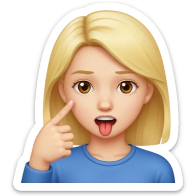 Chica mordiendose el dedo índice doblado sticker