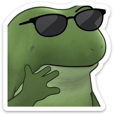 bufo frog wearing chic sunglasses, sipping a colorful cocktail sticker