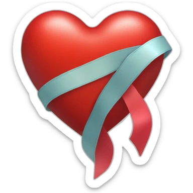 Heart usual red, and a ribbon on it sticker