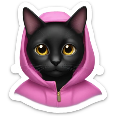 black cat with a pink coat sticker