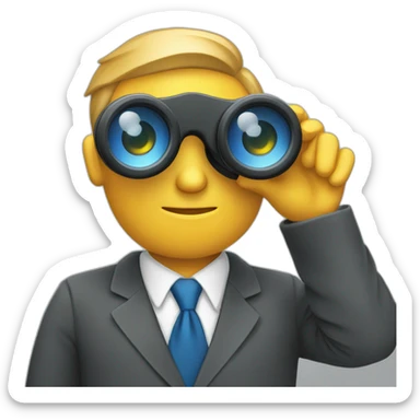a business man in tie looking through a binocular sticker