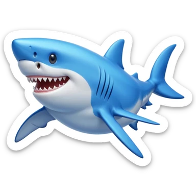 smiling shark with brilliant blue color, no shoes sticker