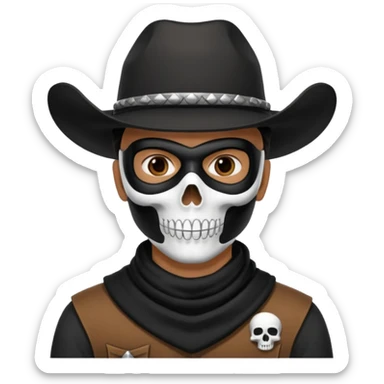 🤠+💀, colocar uma máscara preta no pescoço  sticker