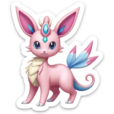 Shiny Cute Milotic-Sylveon-Espeon-Vaporeon-Dragonair-Pokémon-hybrid-fusion full body sticker