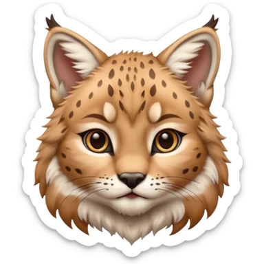 A high-resolution photo-realistic digital illustration of a baby lynx, chest upward A high-resolution, photo-realistic digital illustration of a majestic young Eurasian lynx, shown from the shoulder upwards with lynx markings sticker