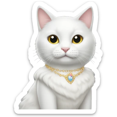White cat wearing a princess dress  sticker
