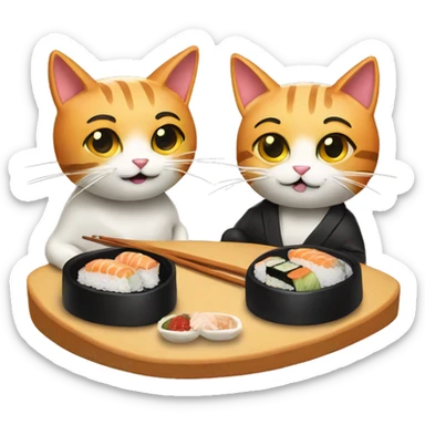 two cool cats eating sushi sticker