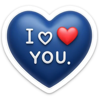Dark Blue heart either the words I Love You Ry sticker