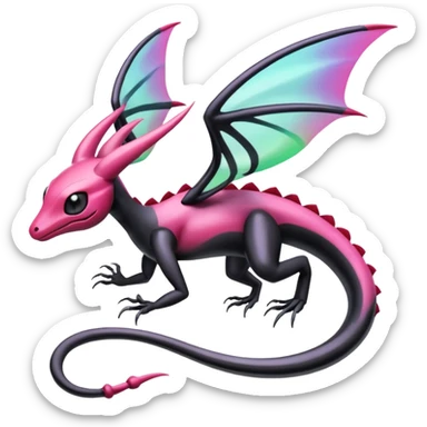 Magenta, black and white Meloetta-Flygon-Gorebyss-Salandit-Pokémon-Fakémon-creature-fusion-hybrid sticker