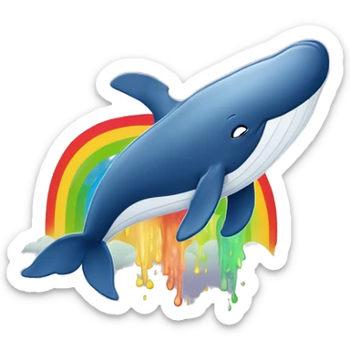 whale with a rainbow spouting from its blowhole. sticker