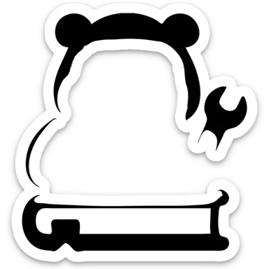 studious guinea pig with glasses, holding a wrench and repairing a book, solid filled icon sticker