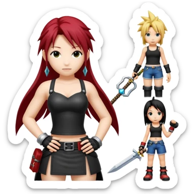 j'aimerai des emotes en lien avec tifa de final fantasy 7 et sora de kingdom hearts sticker