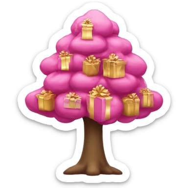 Pink christiams tree with gold presents  sticker
